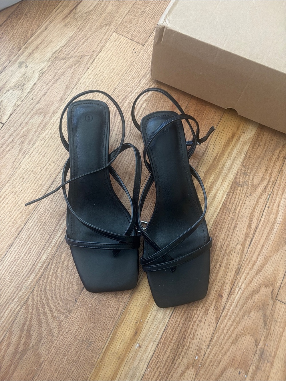 Square-Toe Lace-Up Strappy Heels